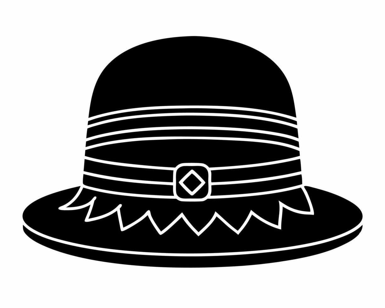 a black and white hat with a belt vector