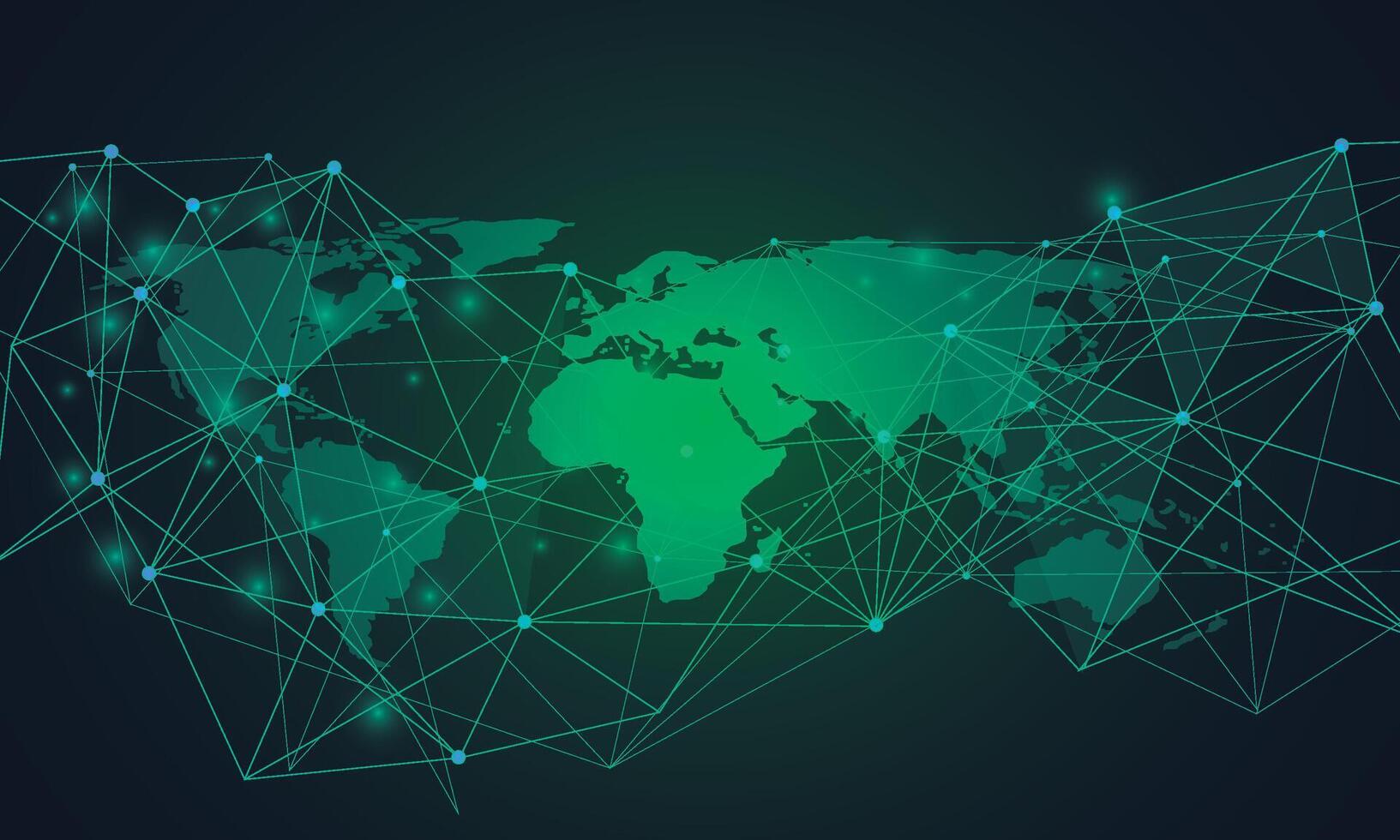 Abstract polygonal background with world map and connecting dots and lines vector