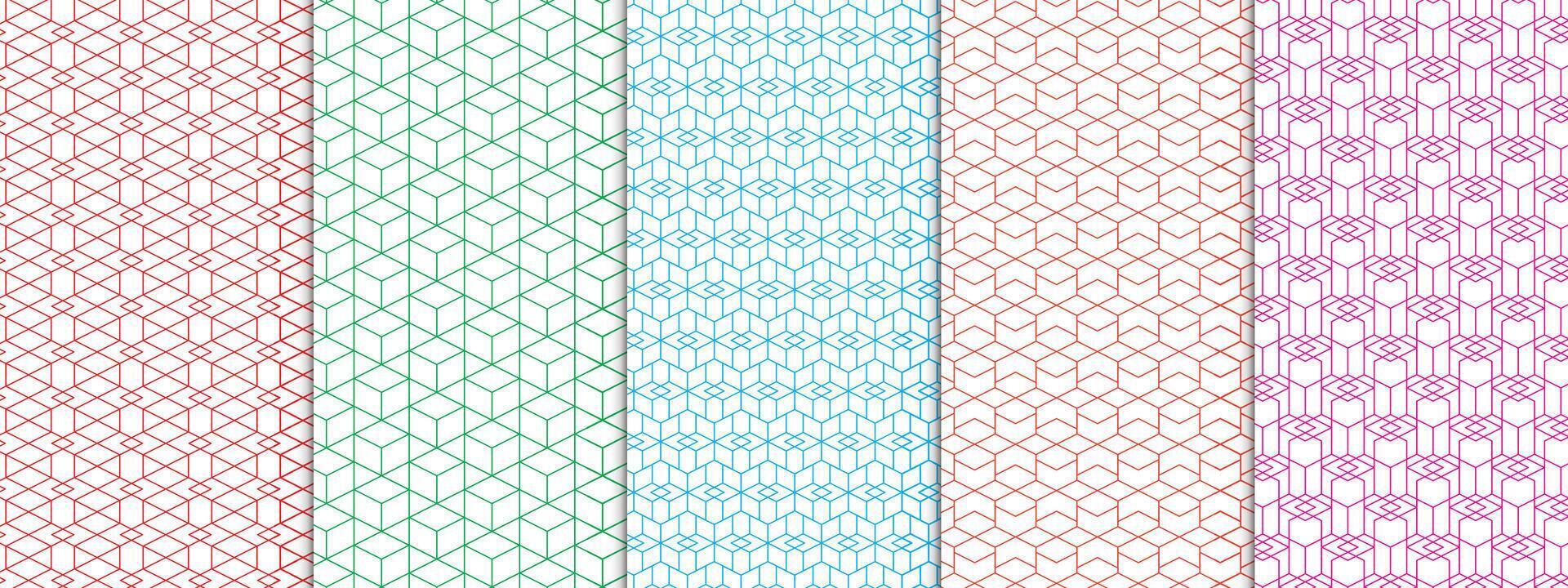 Seamless patterns set. Geometric background illustration vector