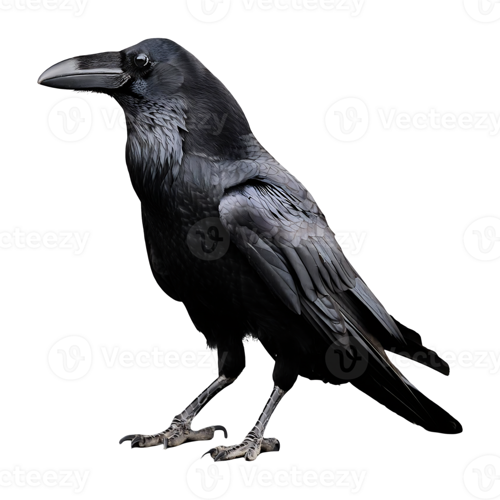 raven standing isolated on transparent background png