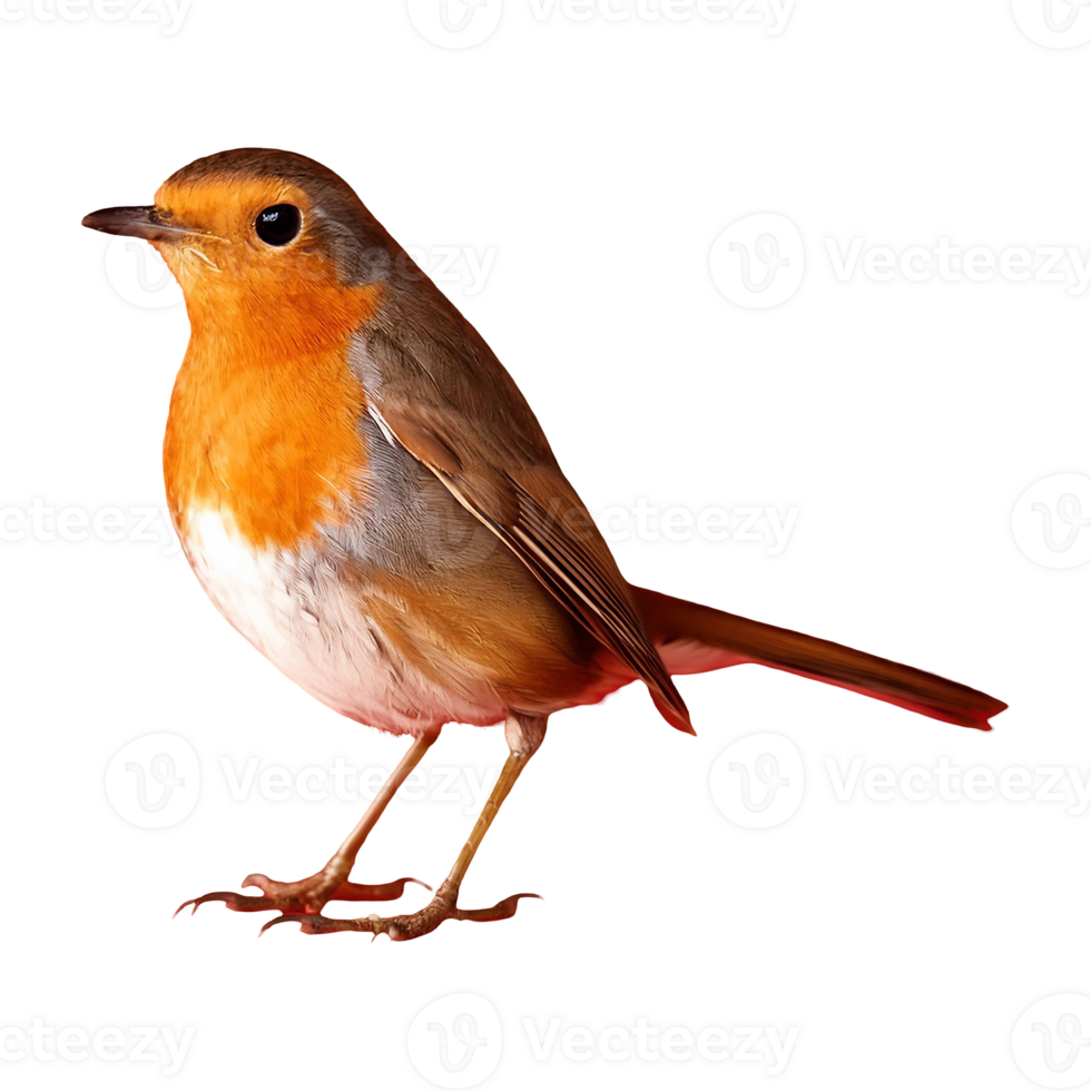 robin standing isolated on transparent background png