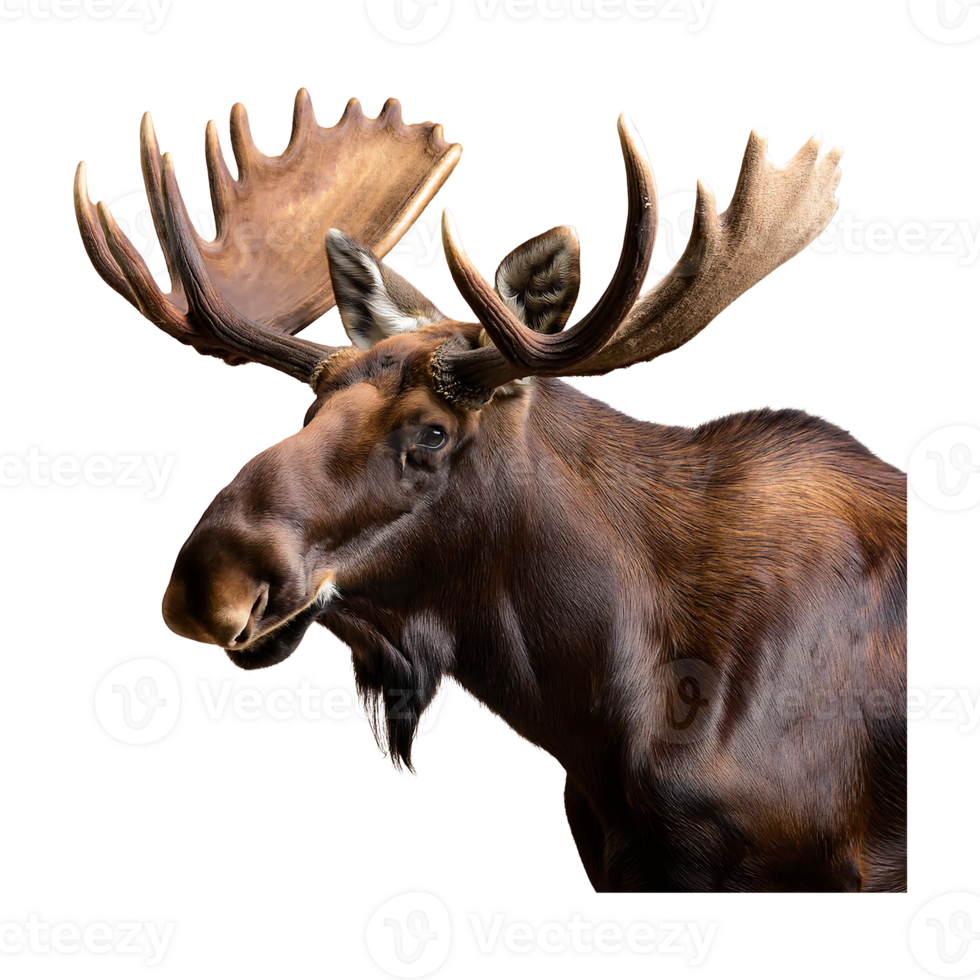 moose with large antlers isolated on transparent background png