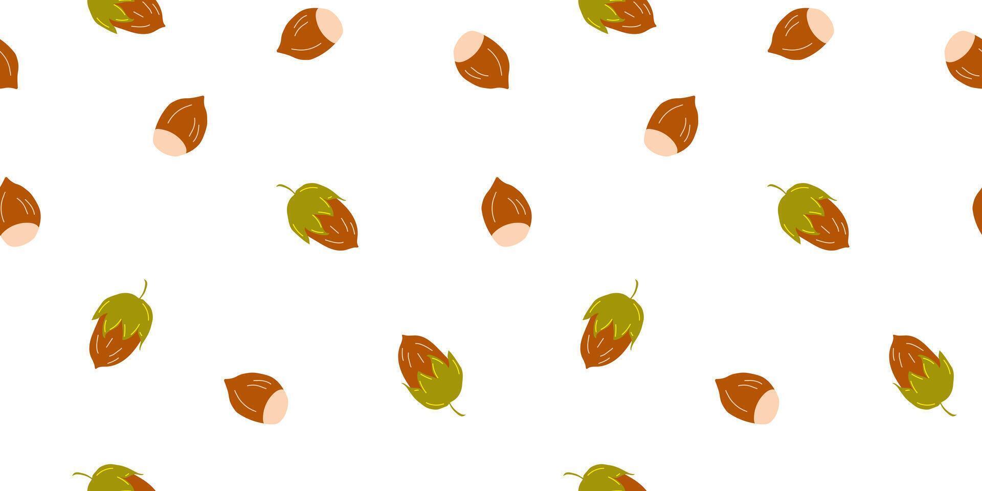 Seamless Pattern with Hazel Nuts on a White Background for Textile, Fabric, Wrapping Paper vector