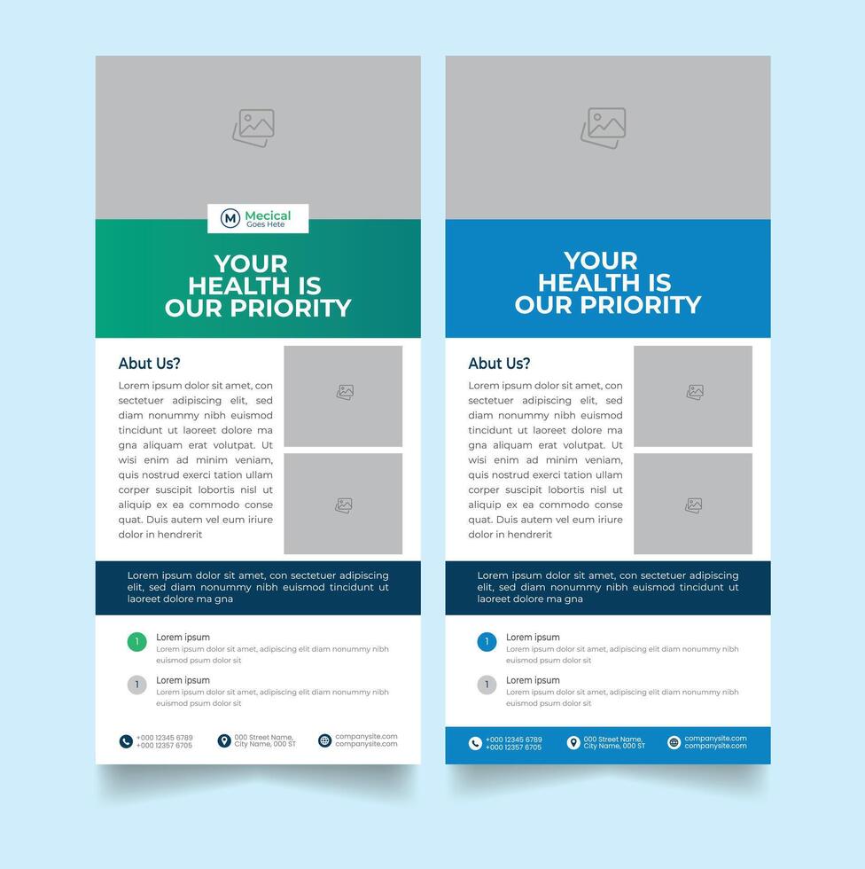 Healthcare Template Design For a Report and Health care rack card design. vector
