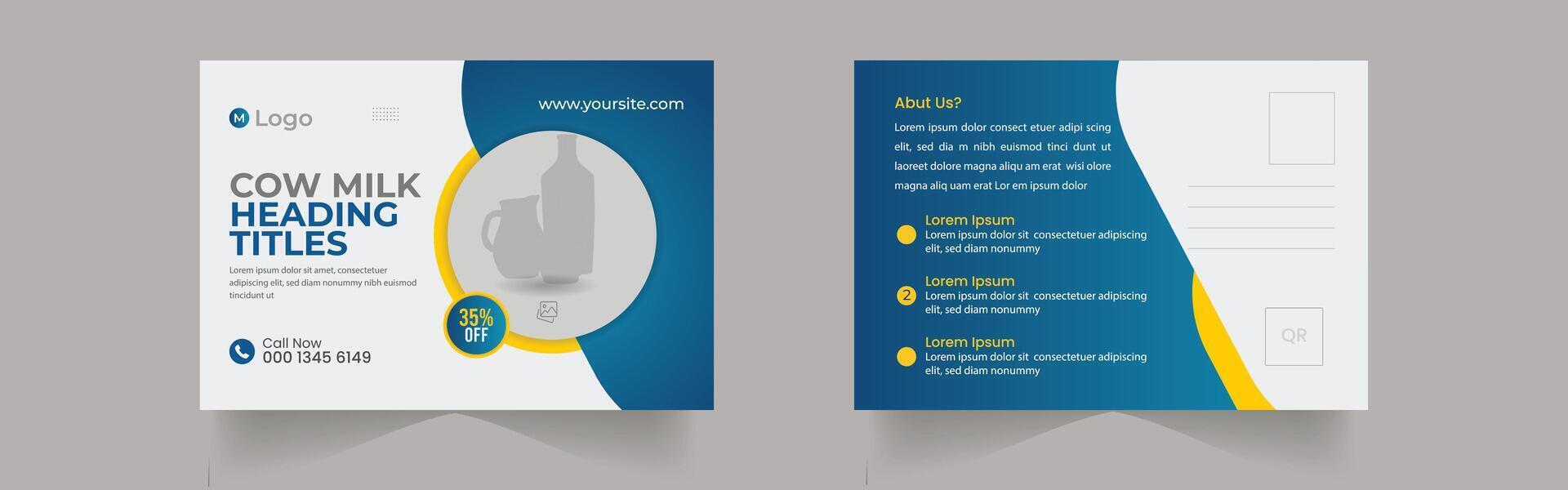 Healthy milk Post Card template for Design vector