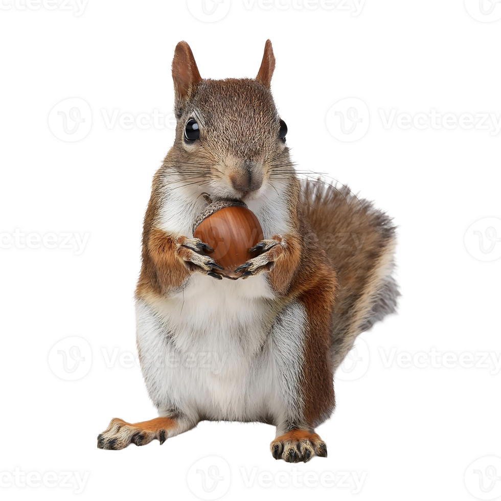 squirrel holding an acorn isolated on transparent background png