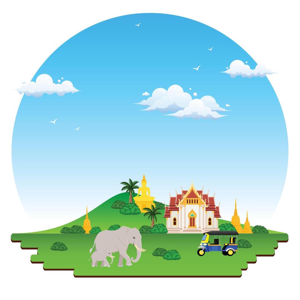 thai culture view sky background border illustration design vector