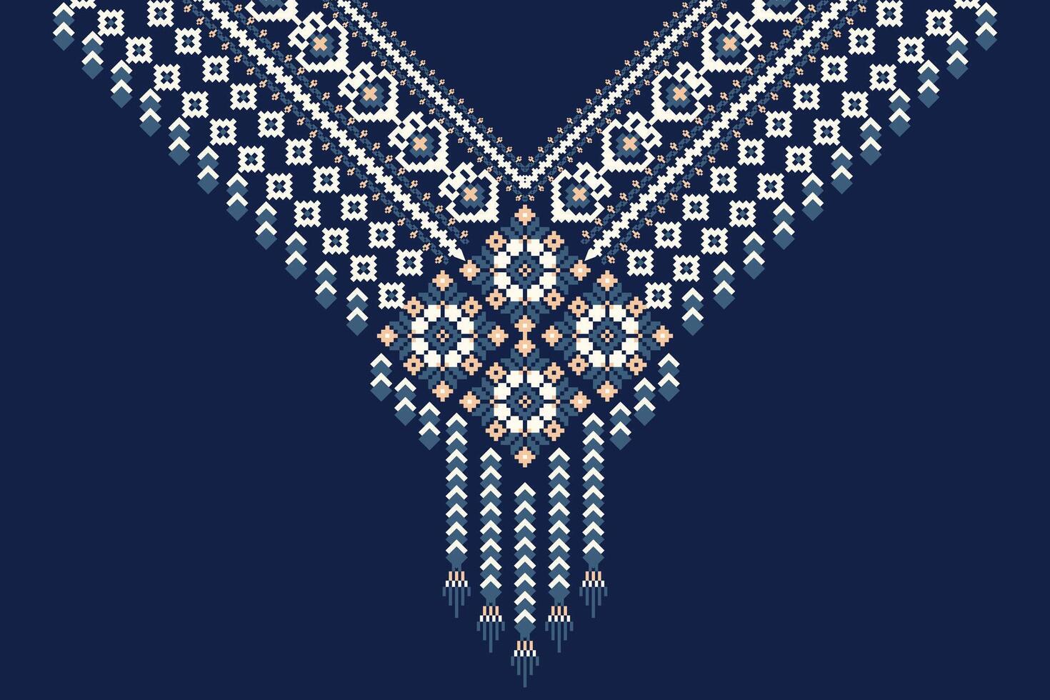 Neckline pattern,geometric ethnic neck design. vector