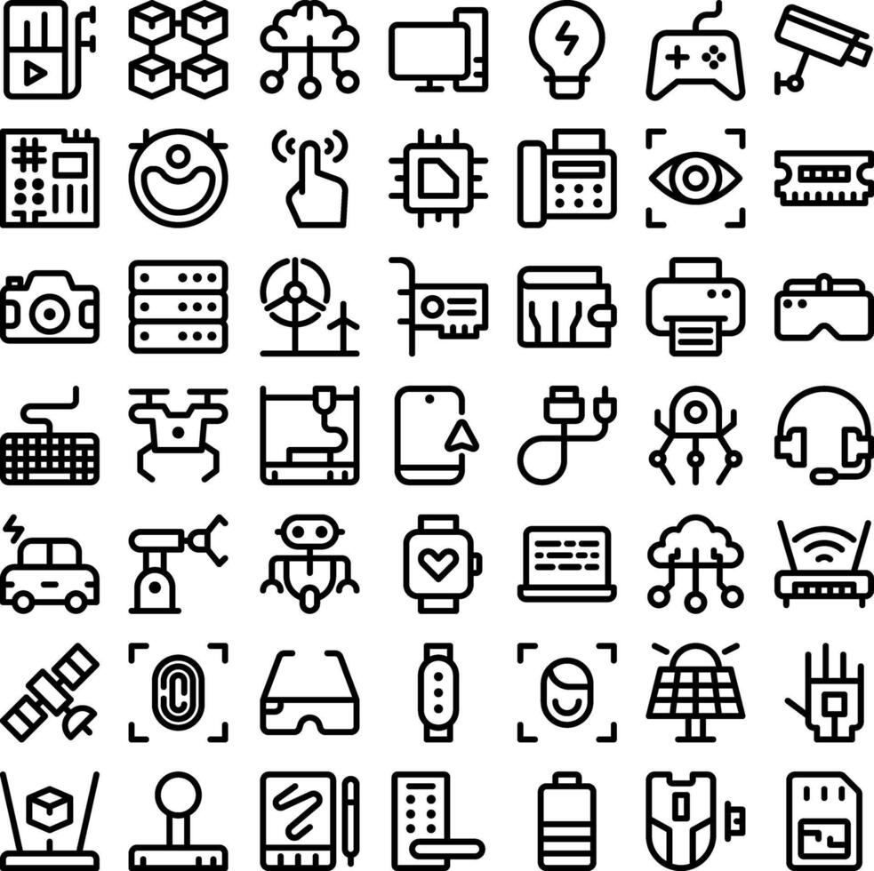 Technology Tech Electronics Icon Set. Perfect for user interface, new application vector