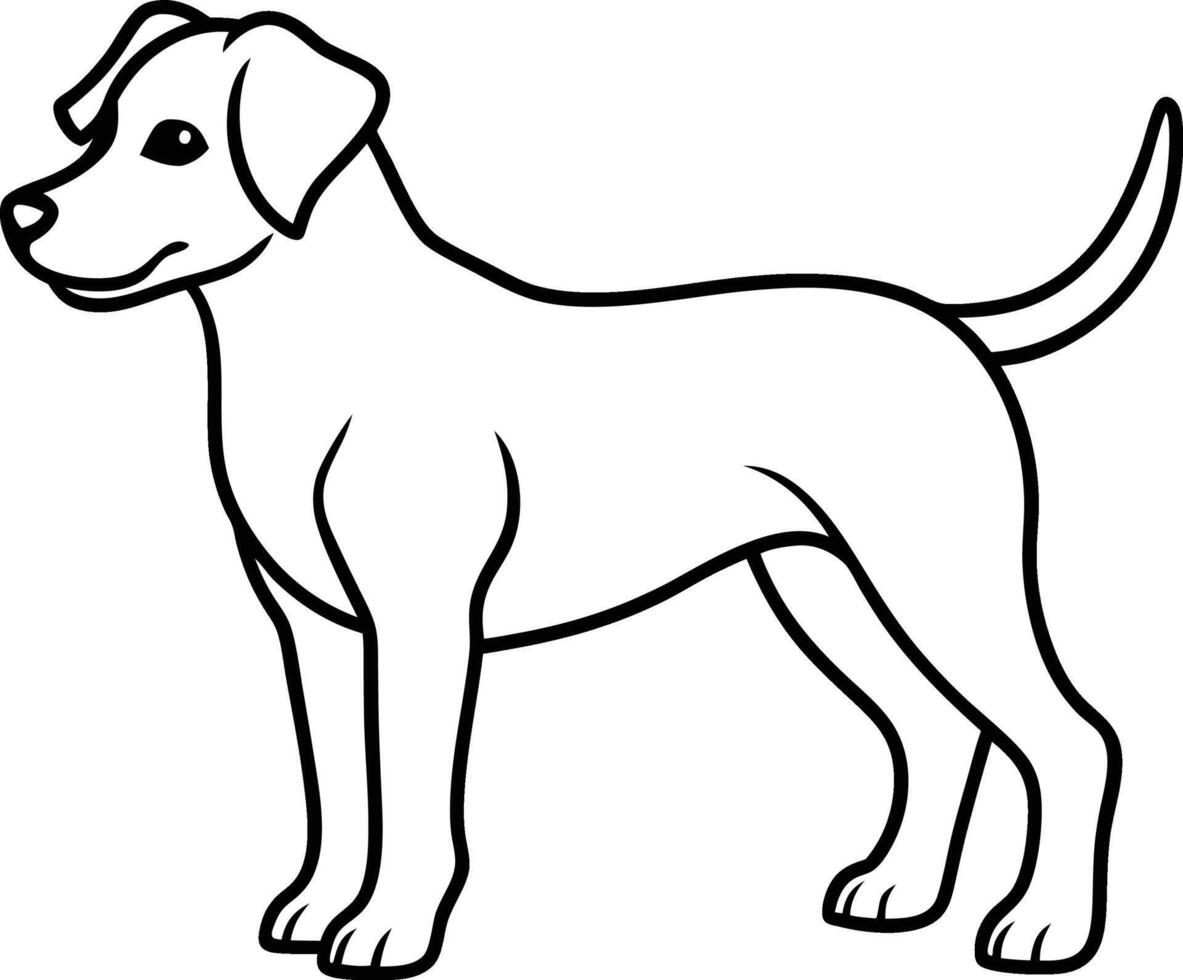 Dog Outline Illustration Design Hand-Drawn Monoline Clipart with Heart. Design Template and Icon. Outline and Linear Isolated Illustration for Animal Lovers. vector