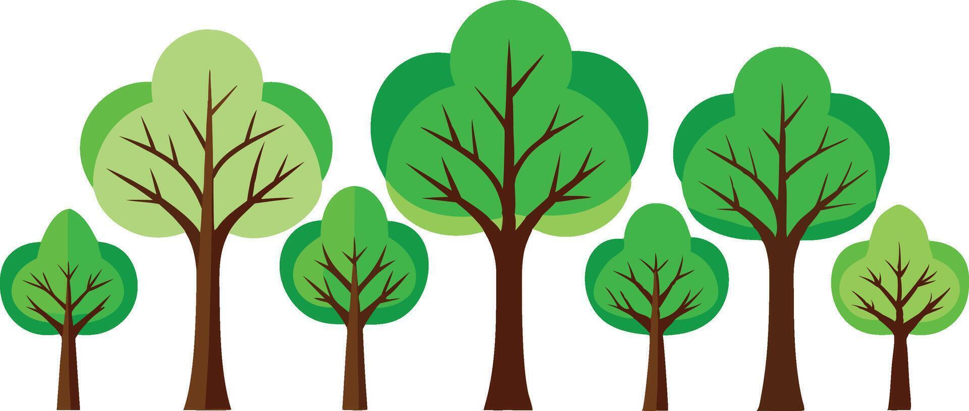 Green Trees Pack different shapes and sizes design, Nature and Environment Illustration vector