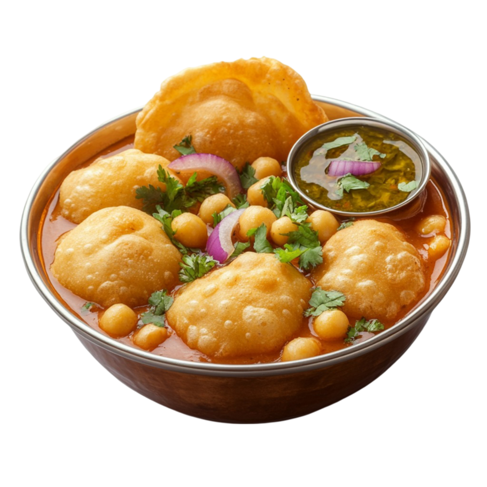 indian food in a bowl with dumplings and chickpeas png