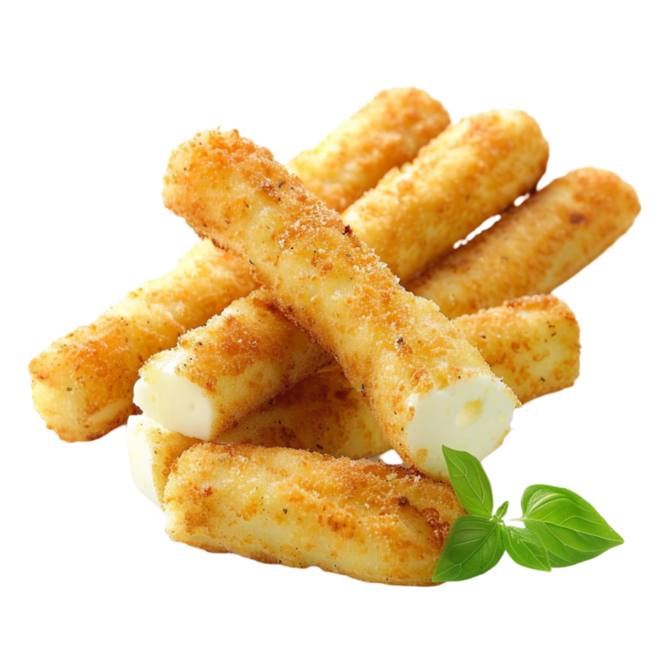 cheese sticks with cheese and basil leaves png