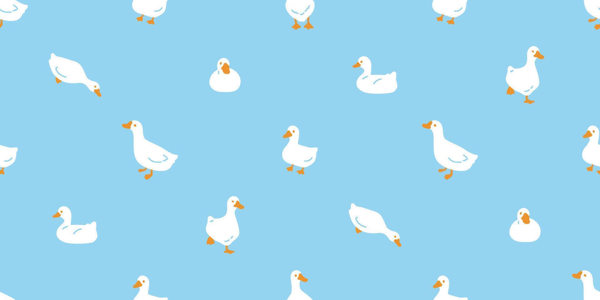 duck seamless pattern bird goose rubber duck shower bathroom swimming pool bird chicken cartoon pet scarf isolated animal tile wallpaper repeat background doodle illustration design vector