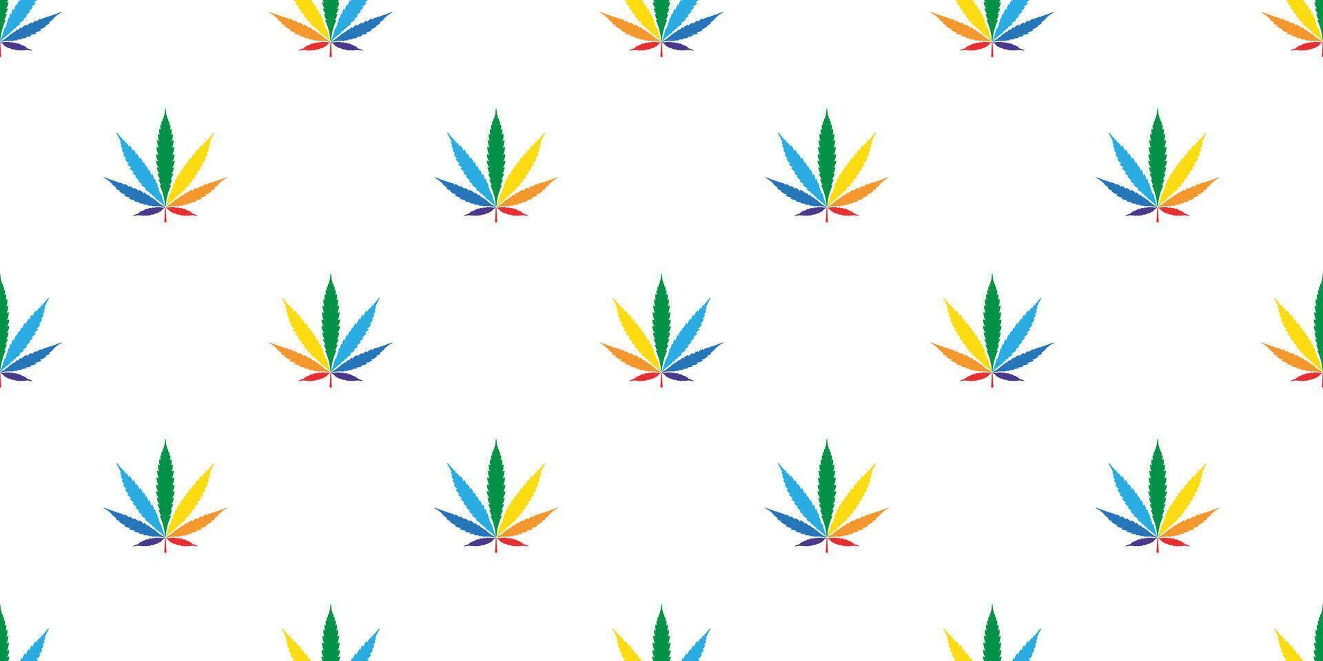 Weed seamless pattern Marijuana rainbow lgbt pride month cannabis leaf scarf isolated plant flower repeat wallpaper tile gift wrapping paper background illustration design vector