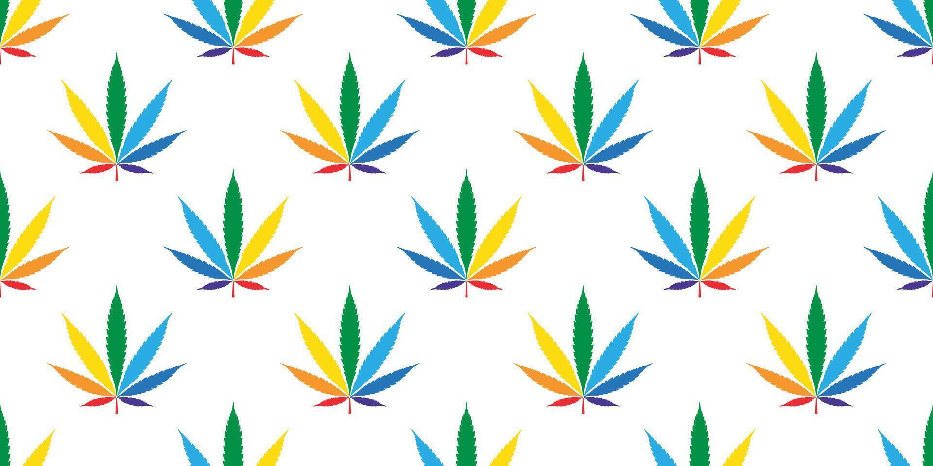 Weed seamless pattern Marijuana rainbow lgbt pride month cannabis leaf scarf isolated flower plant repeat wallpaper tile gift wrapping paper background illustration design vector