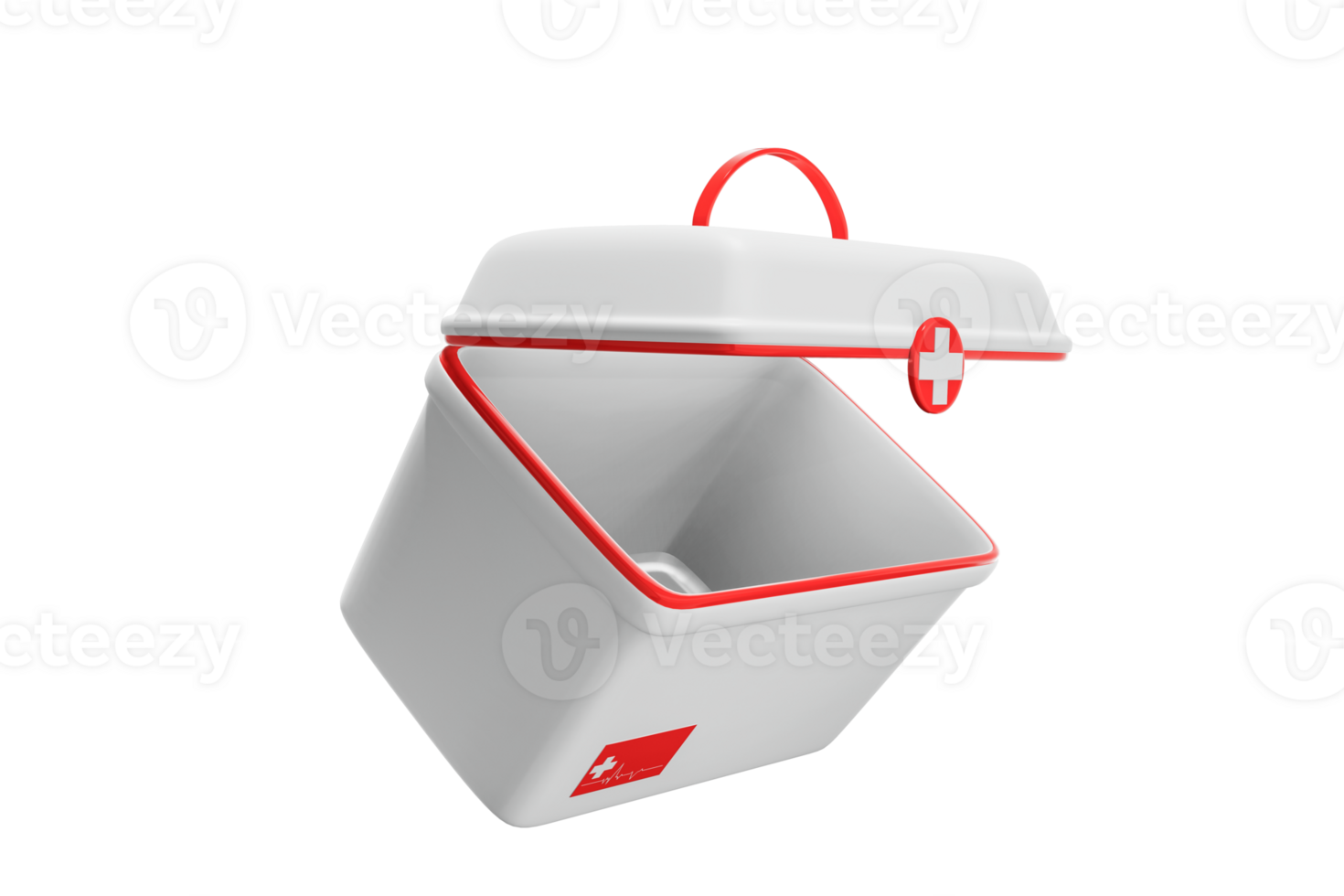 Box or bag for emergency medical equipment, hospital, medicine aid, medic, pharmacy, 3D illustration Separate on background - clipping path png