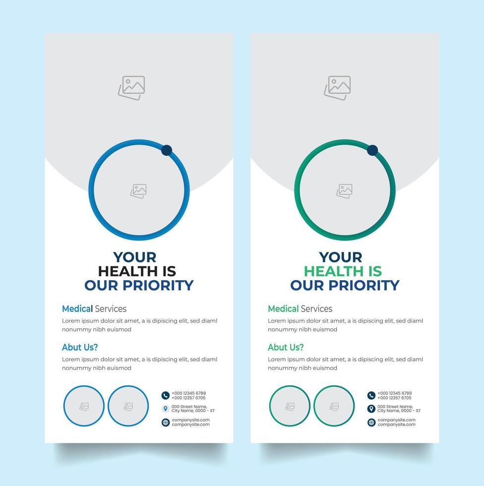 Healthcare Template Design For a Report and Health care rack card design. vector