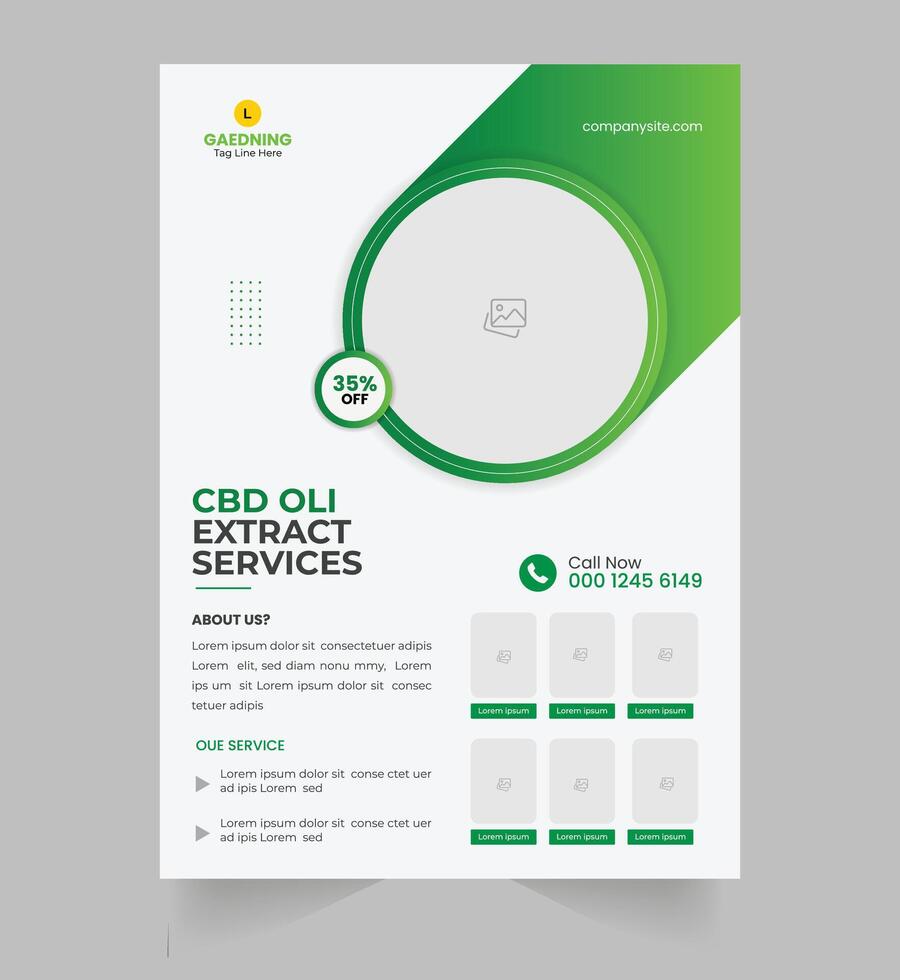 Hemp product rack card or dl flyer template. Hemp product brochure vector