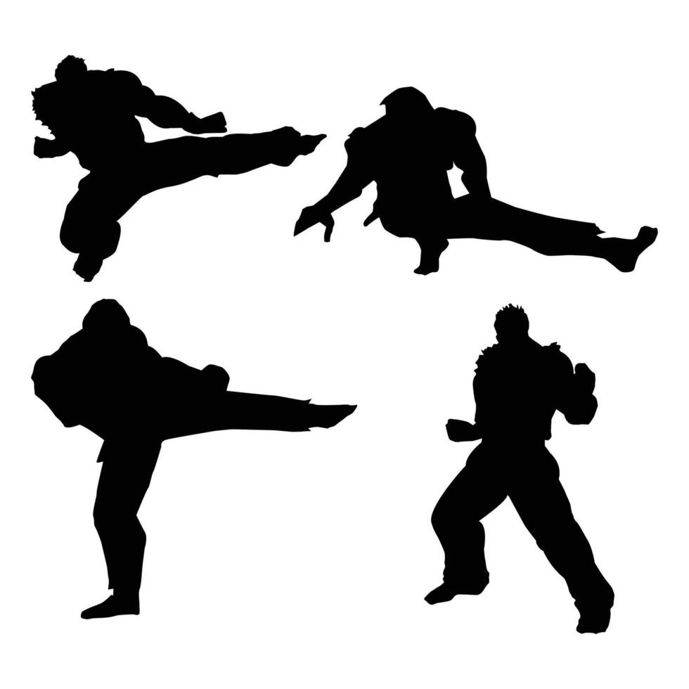 karate kick silhouette SHapes Drawing Vol 2 vector