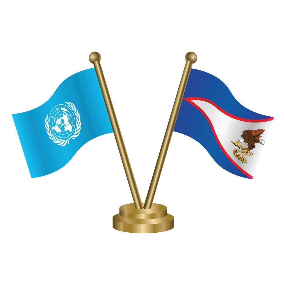 United Nations and American Samoa table flags vector