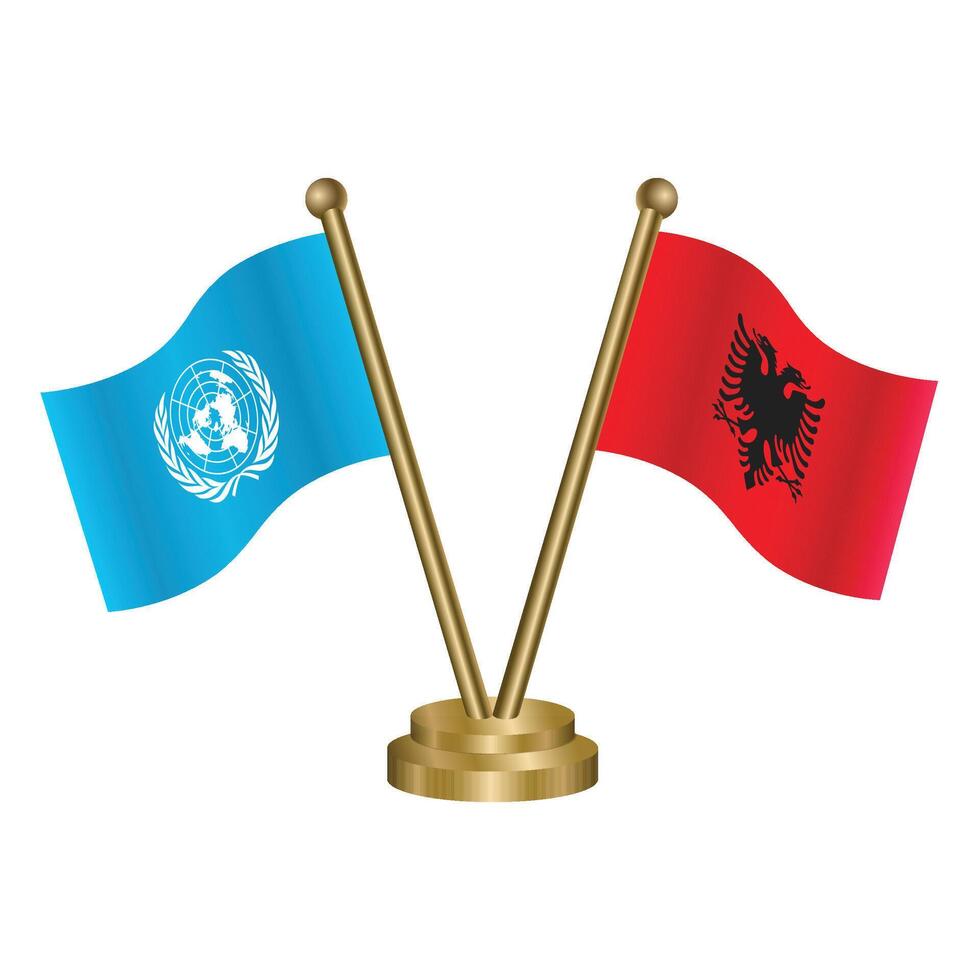United Nations and Albania table flags vector