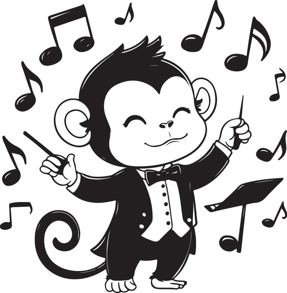 A cute monkey signing vector