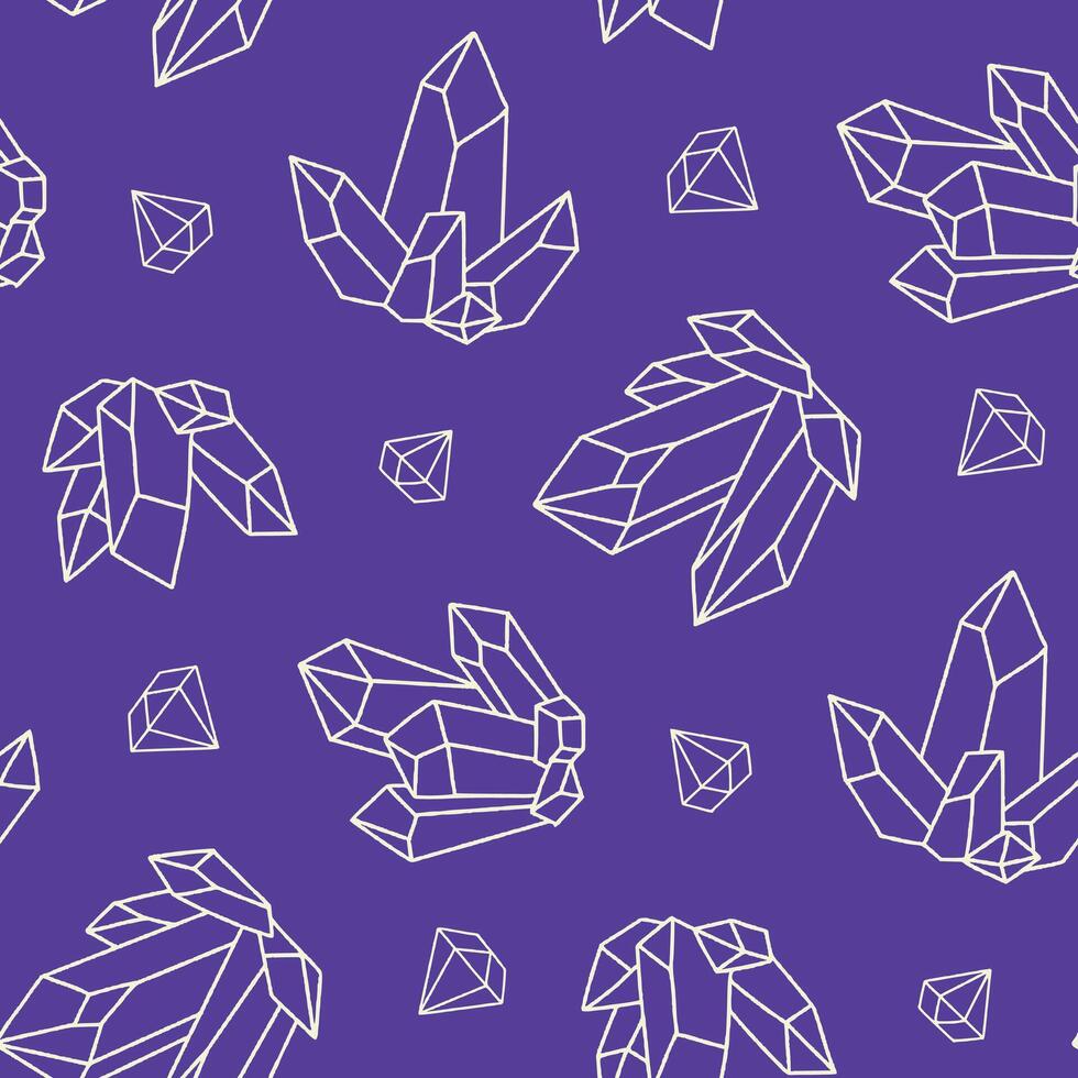 Outline Crystal Diamond Gem Seamless Pattern illustration for Print, Wallpaper, Decoration. vector