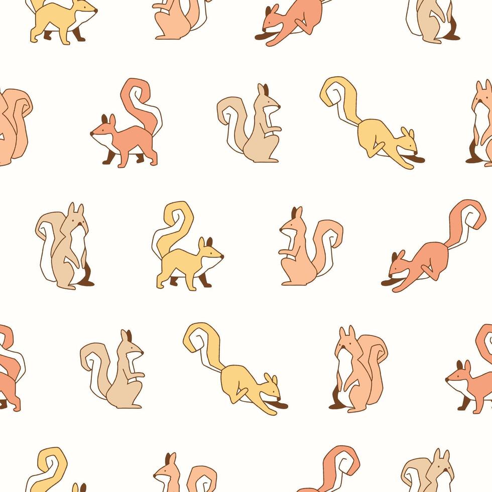 Collection of Squirrel Seamless Pattern illustration Design vector