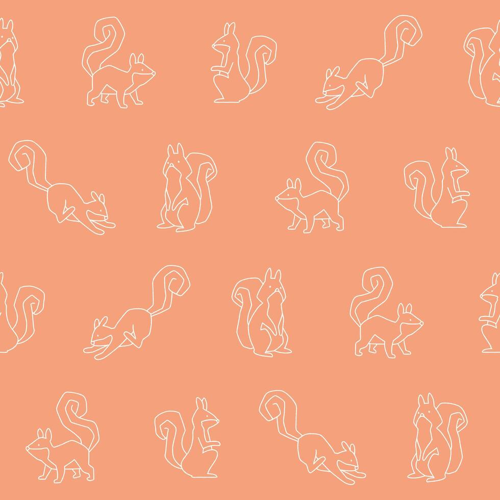 Outline Collection of Squirrel Seamless Pattern illustration Design vector