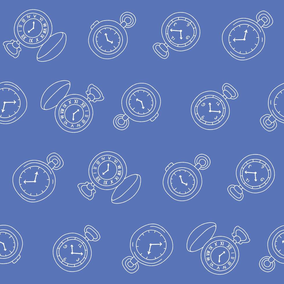 Outline Collection of Pocket Watch Seamless Pattern illustration Design vector