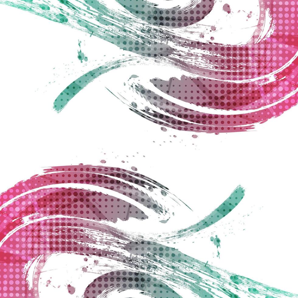 Abstract Background with Pink and Tosca Gradient Brush Texture and Halftone Effect. Grunge Sport Background, for Event Banner or Poster Design vector