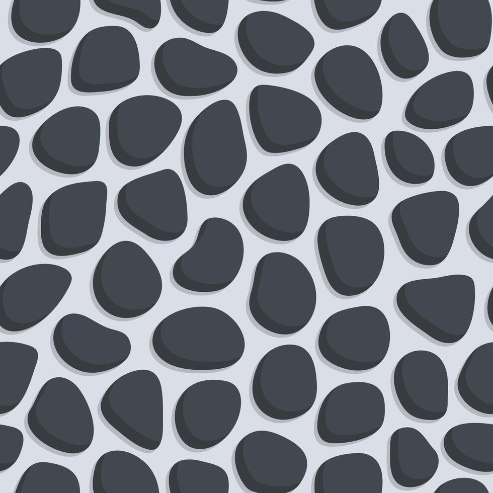 seamless pattern of a collection of black stones, on a white background vector