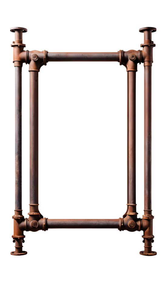 rusty old iron pipe frame transparent background png