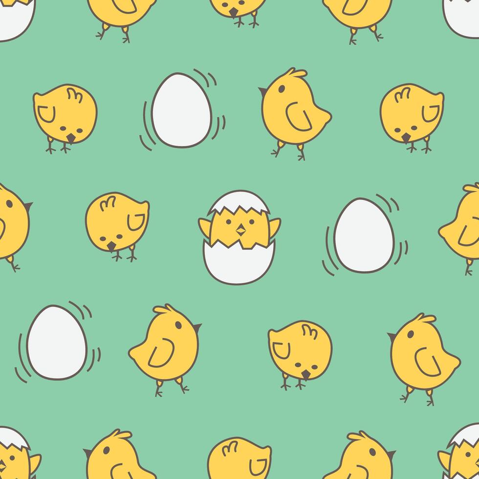 seamless pattern of collection of chicks on a blue background vector
