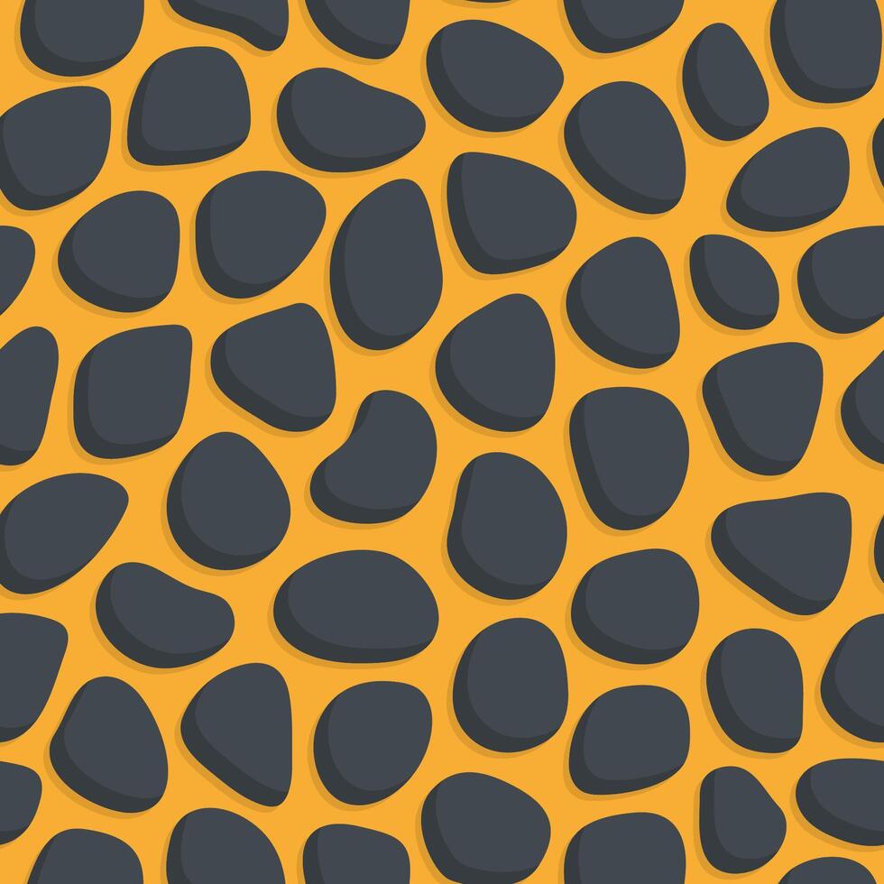 seamless pattern of black colored stones, on a yellow background like leopard skin vector