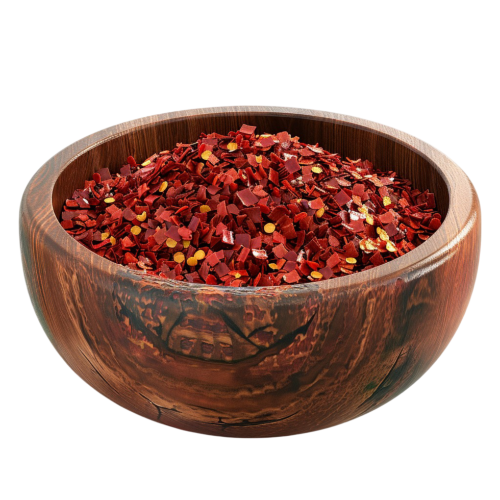 Bowl of Red Chilli Flakes on Transparent Background Genereted AI png