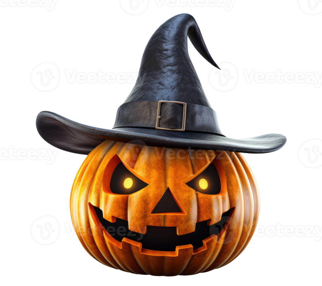 Halloween Pumpkin with Witch Hat Cut Out png