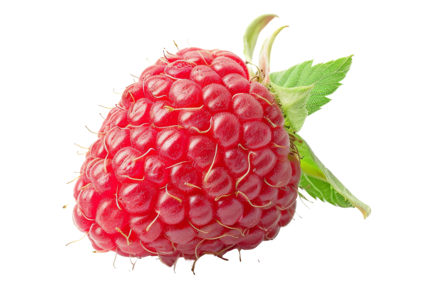 Fresh Raspberry with Green Leaf png