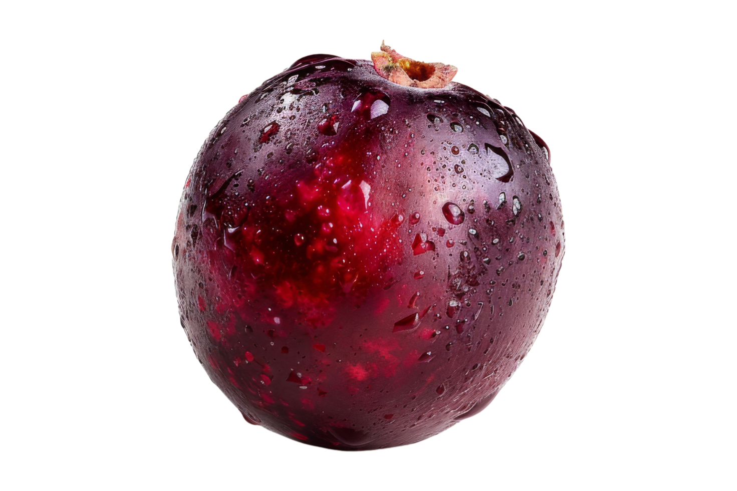 Close-up of a single red grape with water droplets png