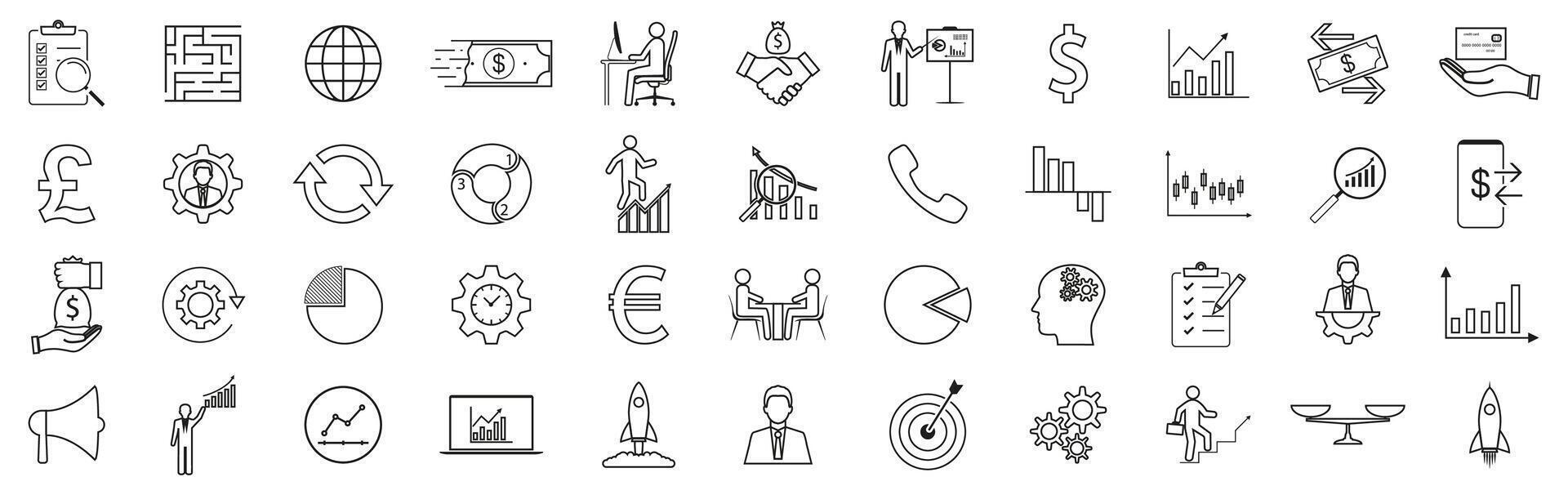 Business and management icons set. Flat. vector