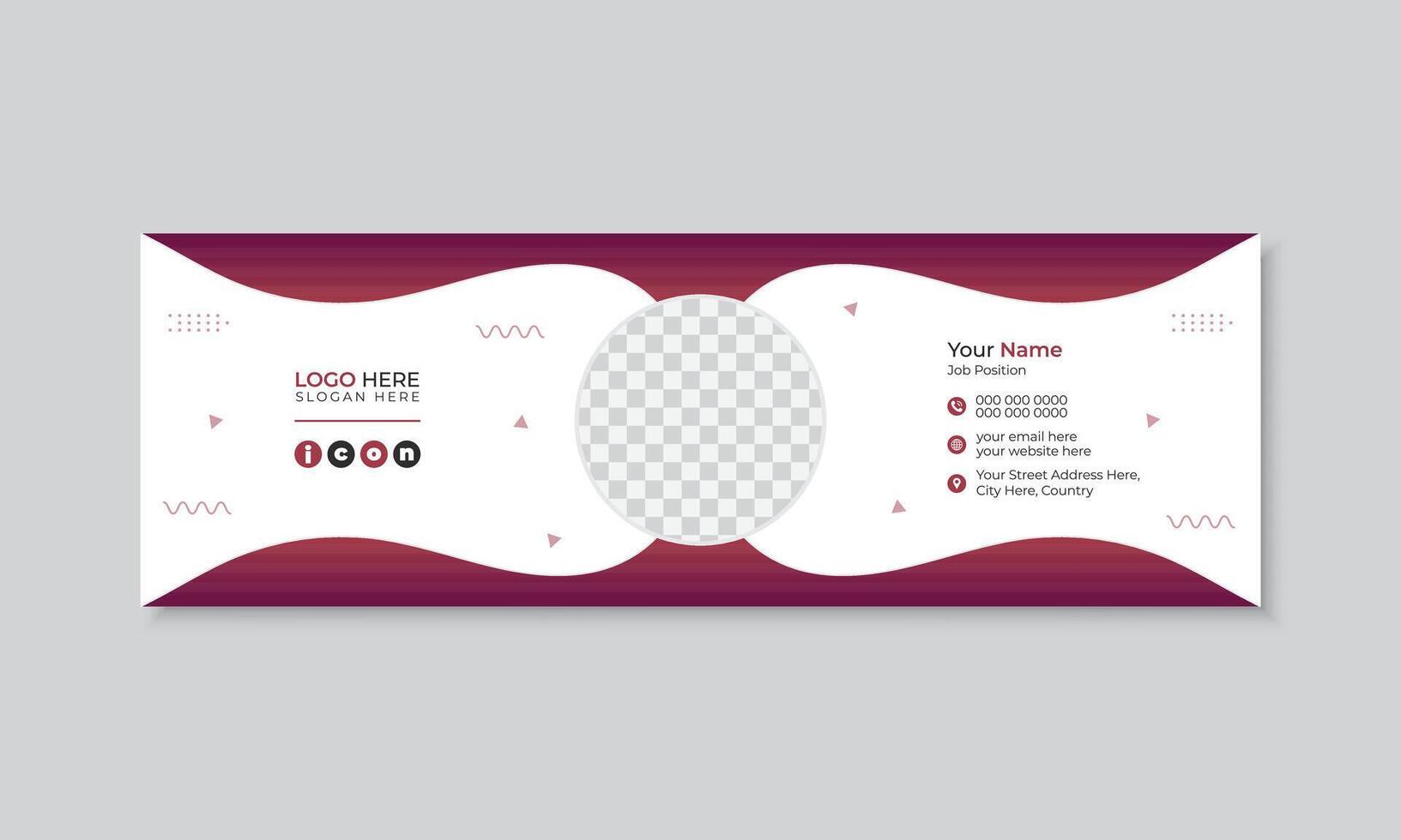 Modern creative email signature design, personal social media cover for multipurpose use, editable gradient email footer vector