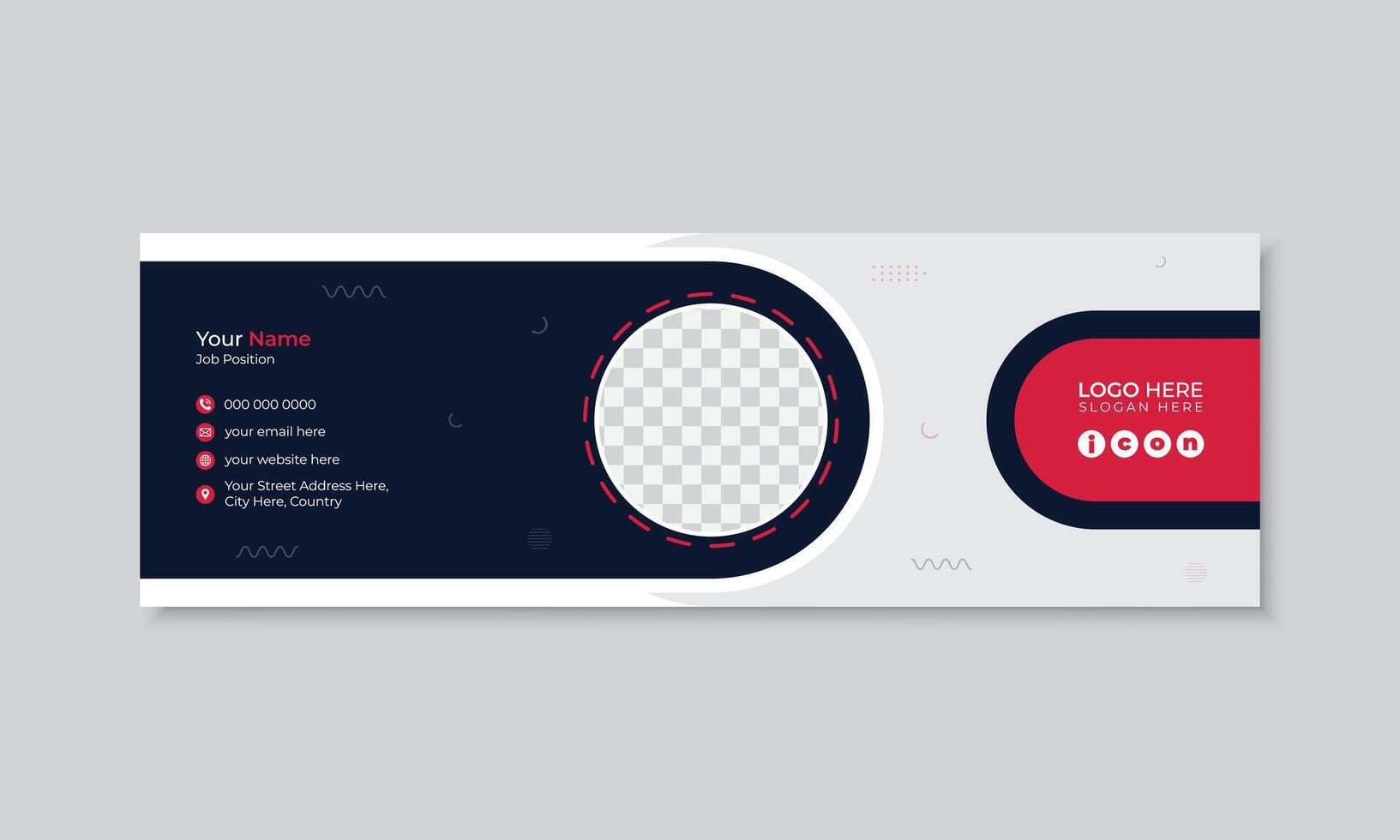 Corporate modern email signature, creative email footer design for multipurpose use, professional social media cover with editable texts vector