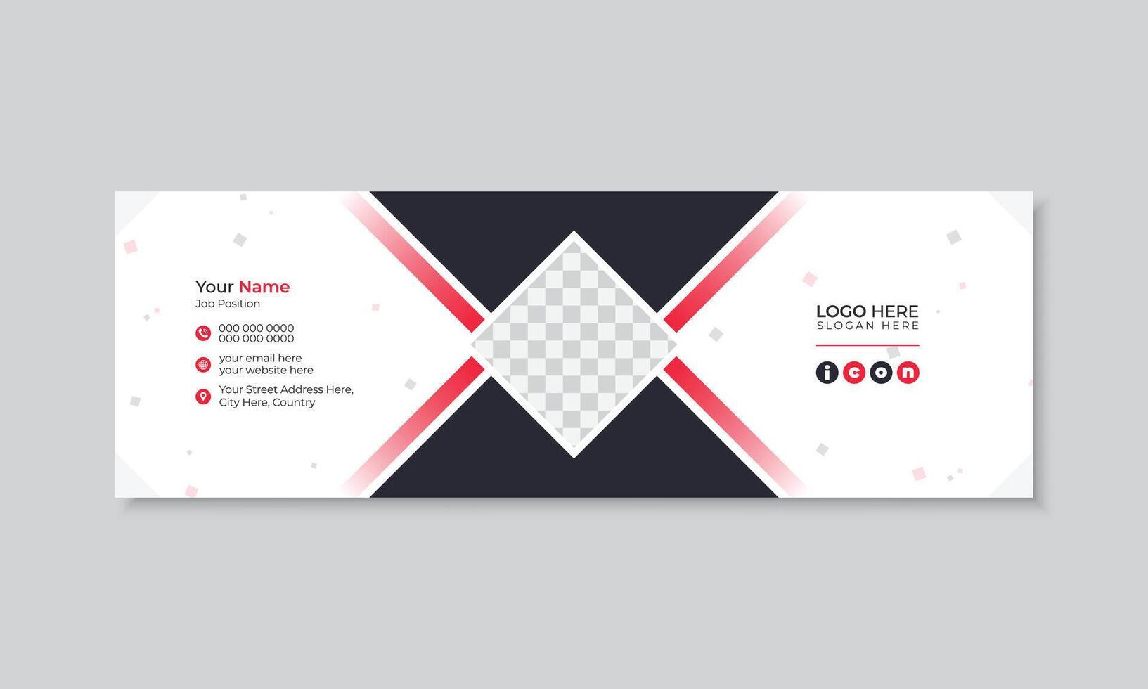 Corporate modern business email signature or email footer design, professional multipurpose business email, personal social media cover, creative layout design for business promotional vector