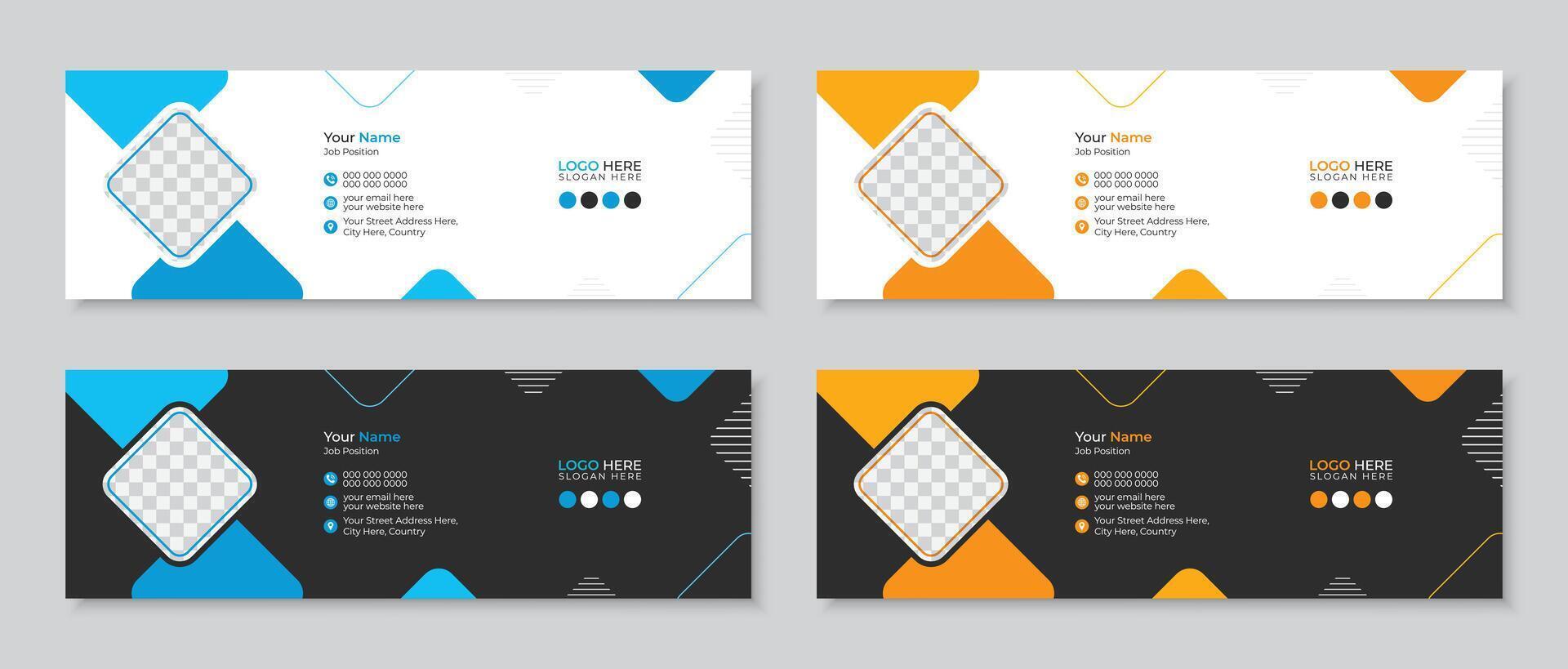 New clean, simple and minimal email signature or email footer design template, fully editable layout, modern corporate multipurpose personal social media cover banner vector