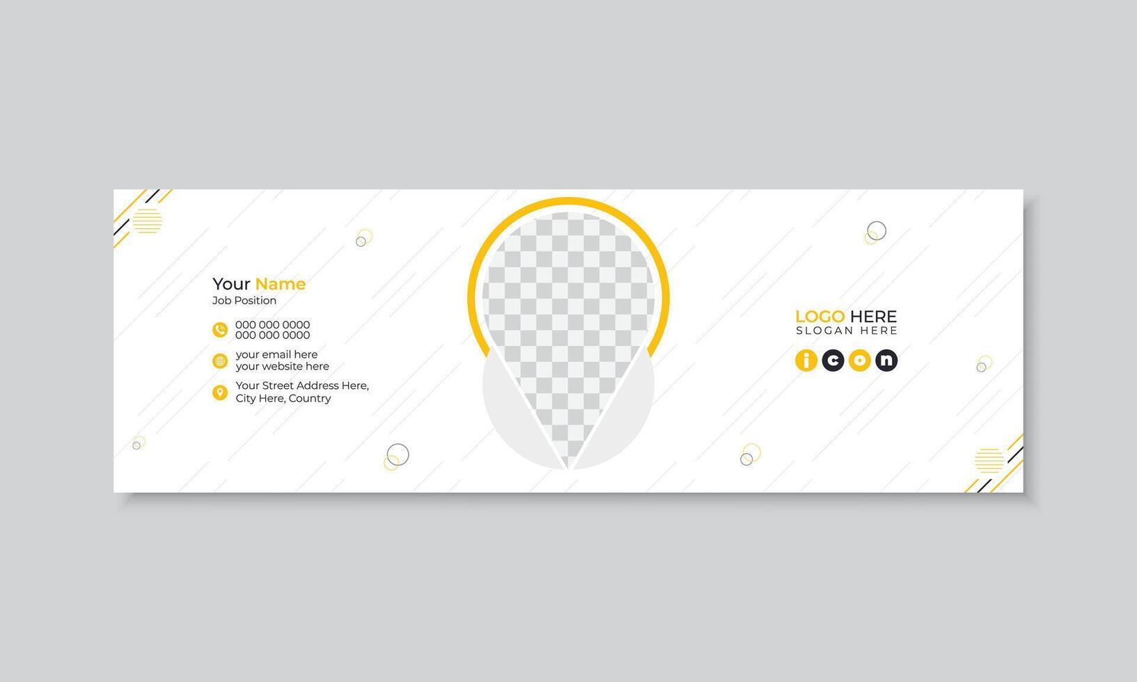 Modern and minimal email signature or email footer design template, personal social media cover layout vector