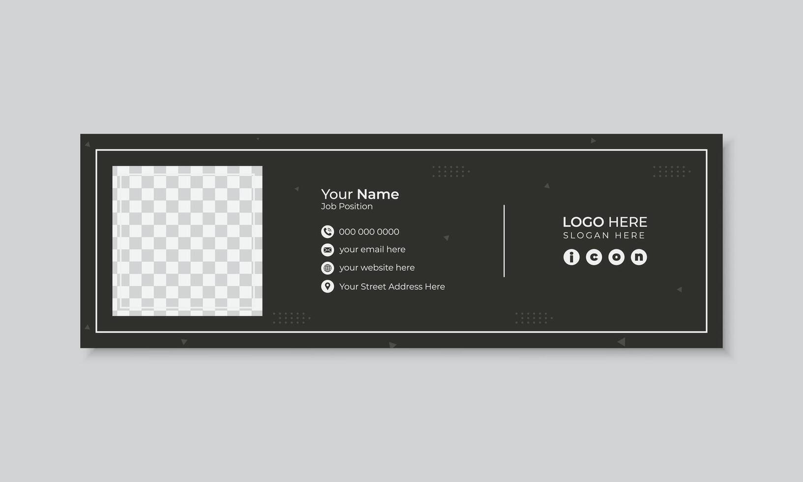 Black elegant email signature design or email footer design template, luxury email signature design, social media cover template vector