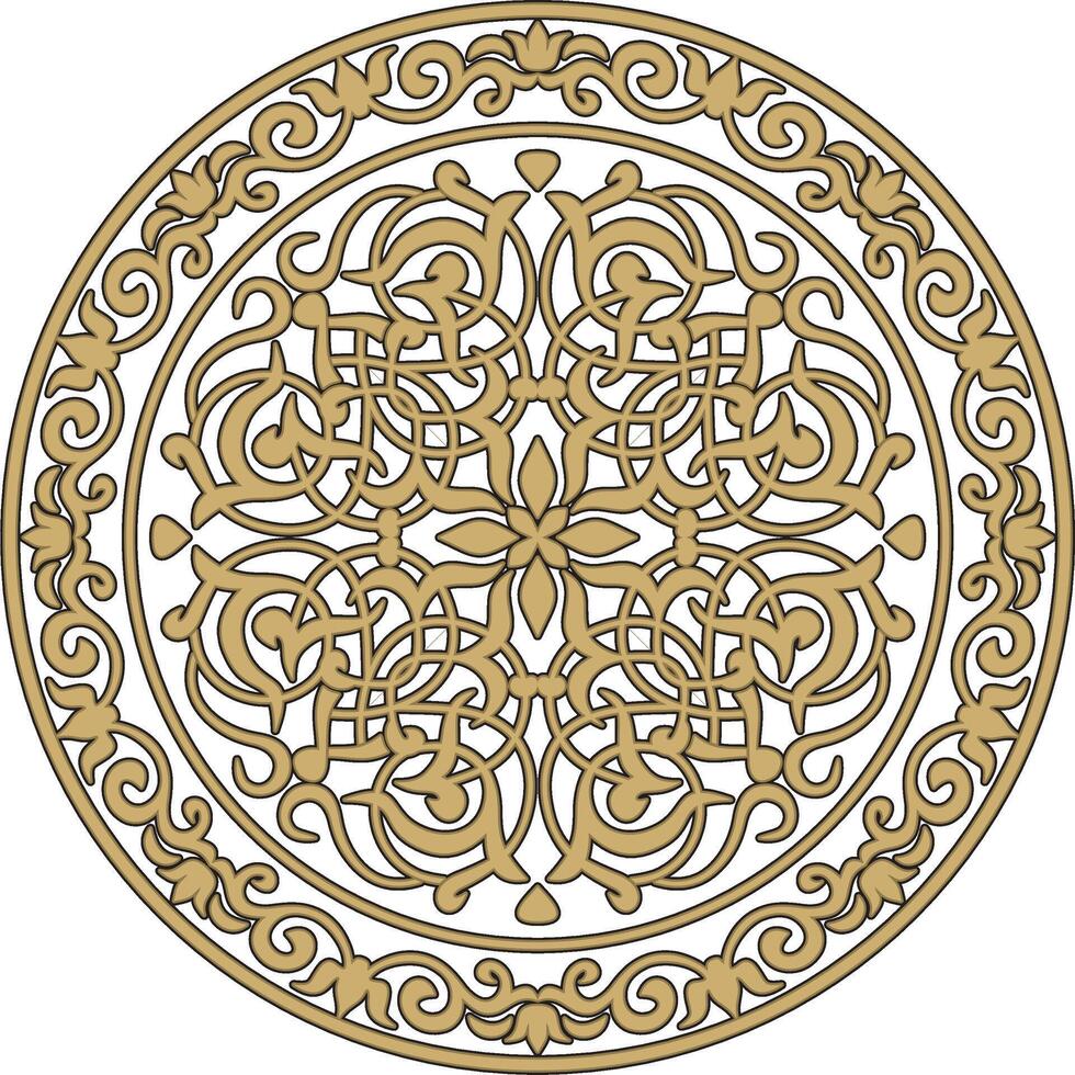 golden floral round ornament of Ancient Greece and the Roman Empire. Classic circle with a pattern of European peoples. vector