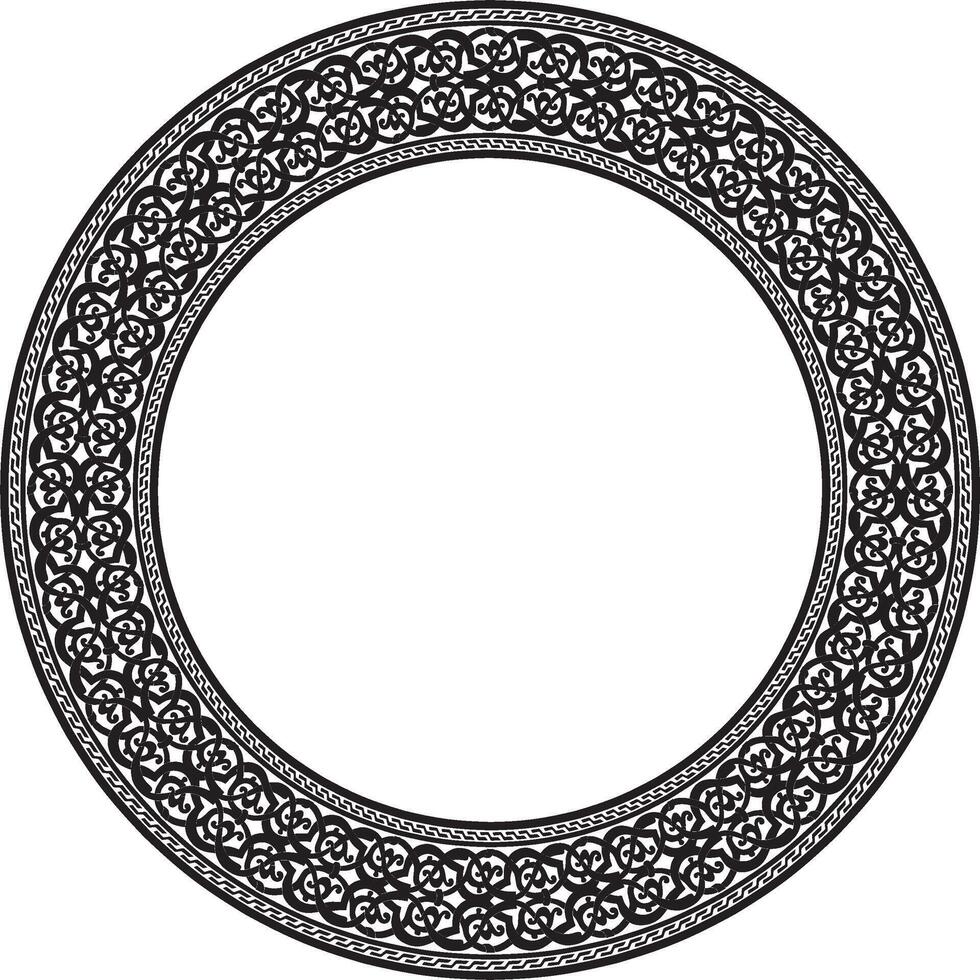 monochrome round oriental ornament. Arabic patterned circle of Iran, Iraq, Turkey, Syria. Persian frame, border. For sandblasting, laser and plotter cutting. vector