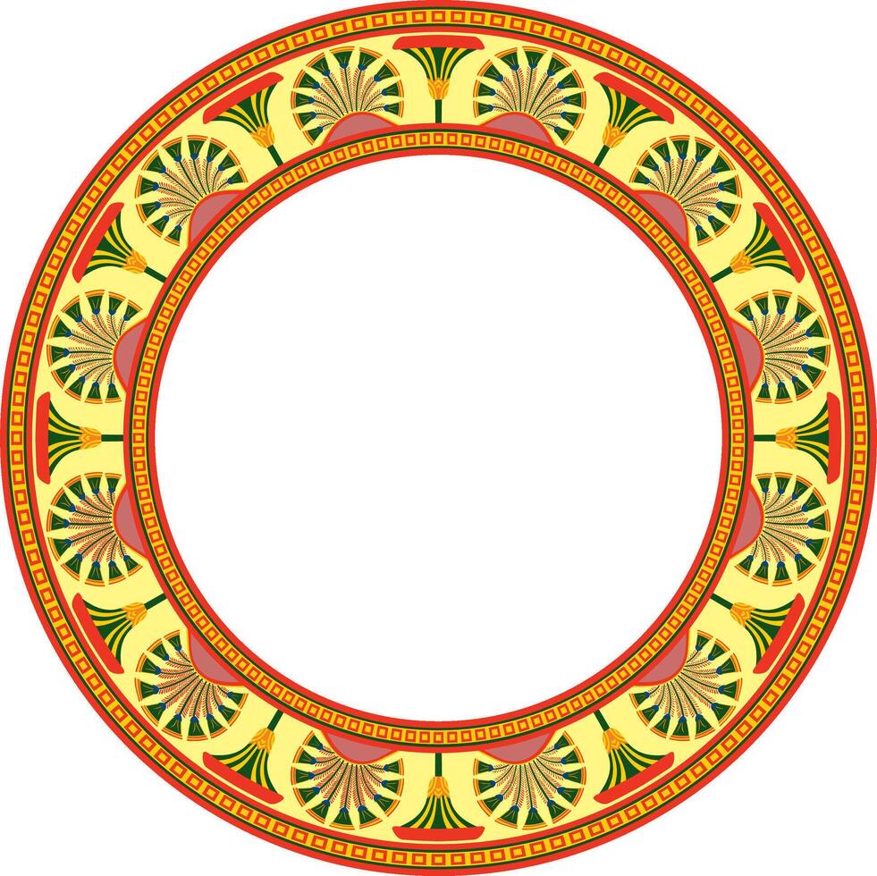 colored seamless round Egyptian ornament. Infinite circle, ring, border, Ancient Egypt frame. vector